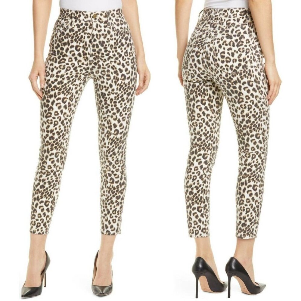 FRAME Ali High Rise Cigarette Skinny Jeans Size 29 Beige Leopard AHRCSL790P